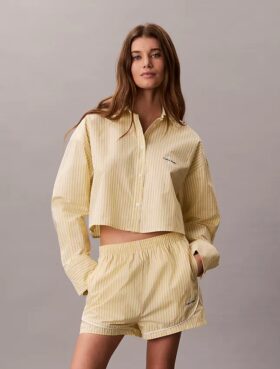 Camicia da notte corta in popeline di cotone