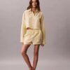 Camicia da notte corta in popeline di cotone