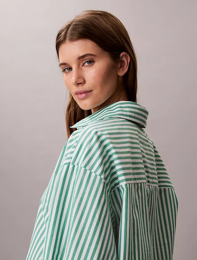 Camicia da notte corta in popeline di cotone Camicia da notte corta in popeline di cotone