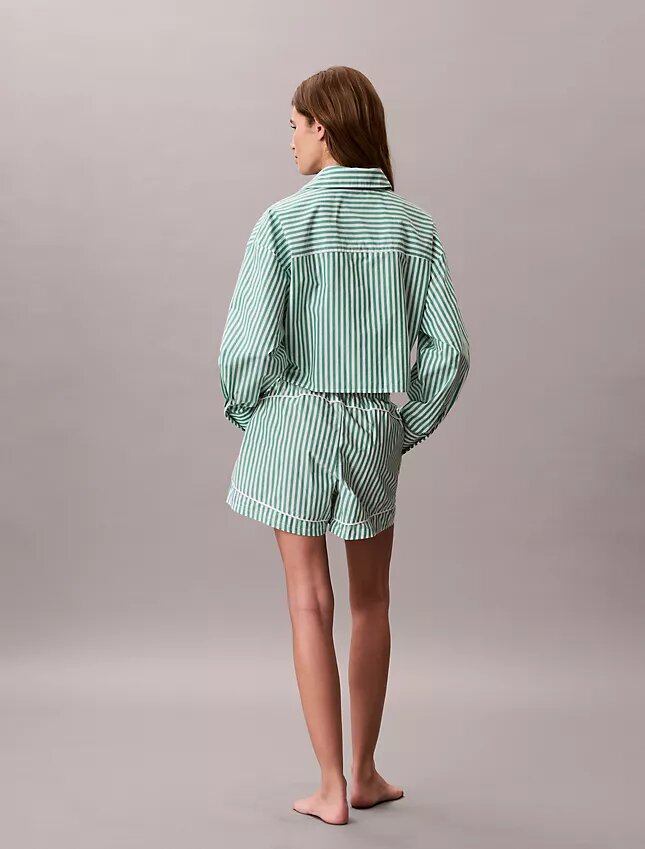 Camicia da notte corta in popeline di cotone Camicia da notte corta in popeline di cotone