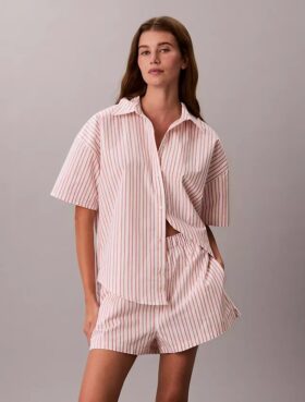 Camicia da notte in popeline di cotone a maniche corte dal taglio morbido