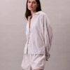 Camicia da notte in popeline di cotone con bottoni e vestibilità comoda Camicia da notte in popeline di cotone con bottoni e vestibilità comoda