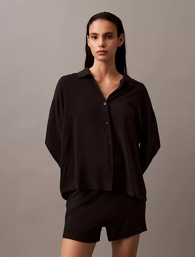 Camicia da notte in viscosa con bottoni Camicia da notte in viscosa con bottoni