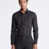 Camicia elegante slim fit in cotone a spina di pesce Camicia elegante slim fit in cotone a spina di pesce