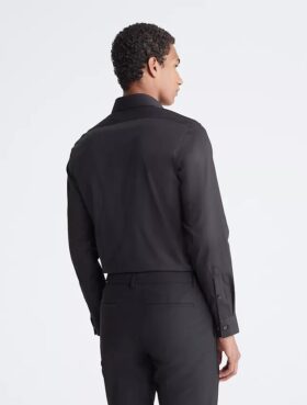 Camicia elegante slim fit in cotone a spina di pesce Camicia elegante slim fit in cotone a spina di pesce