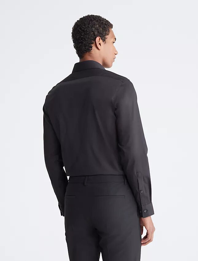 Camicia elegante slim fit in cotone a spina di pesce Camicia elegante slim fit in cotone a spina di pesce