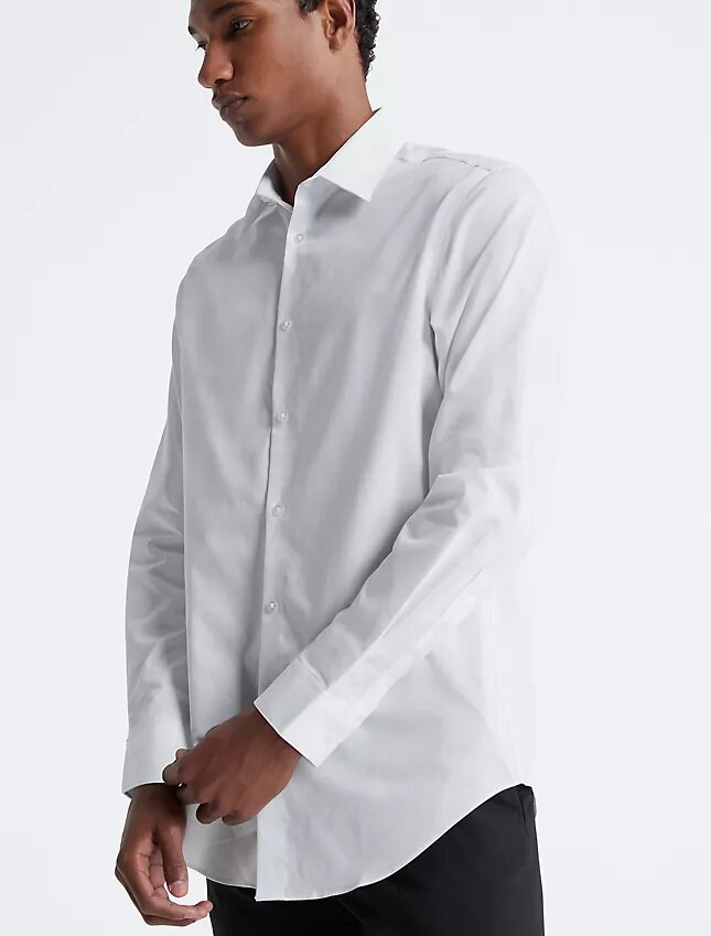 Camicia elegante slim fit in cotone a spina di pesce Camicia elegante slim fit in cotone a spina di pesce