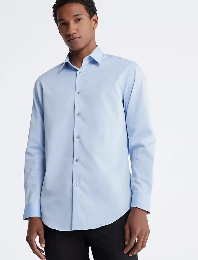 Camicia elegante slim fit in cotone a spina di pesce Camicia elegante slim fit in cotone a spina di pesce