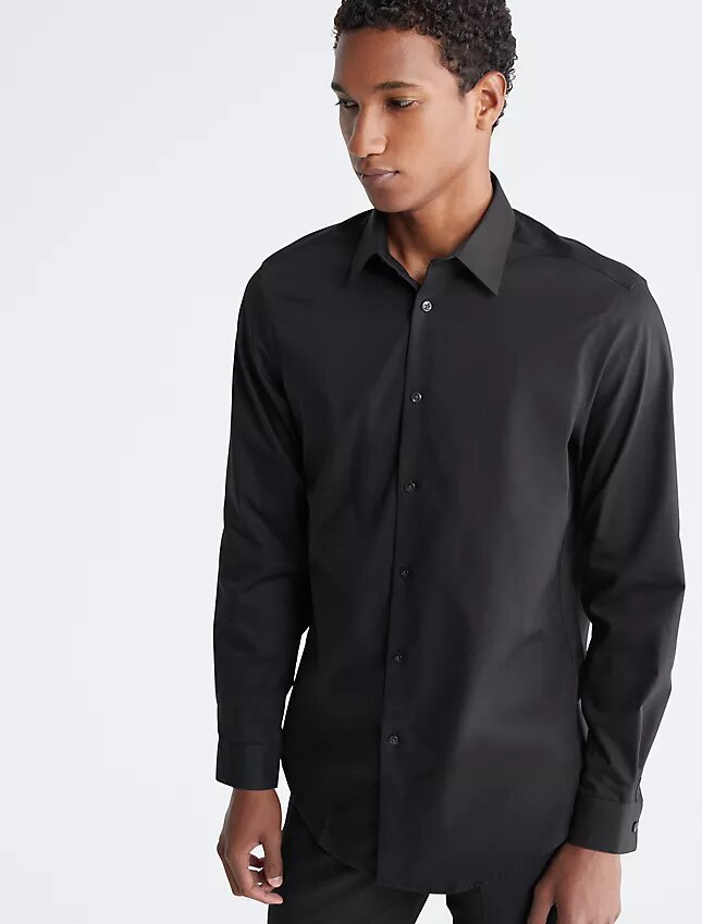 Camicia elegante slim fit in cotone a spina di pesce Camicia elegante slim fit in cotone a spina di pesce