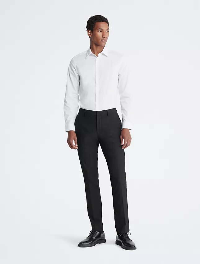 Camicia elegante slim fit in cotone a spina di pesce Camicia elegante slim fit in cotone a spina di pesce