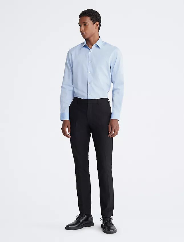 Camicia elegante slim fit in cotone a spina di pesce Camicia elegante slim fit in cotone a spina di pesce