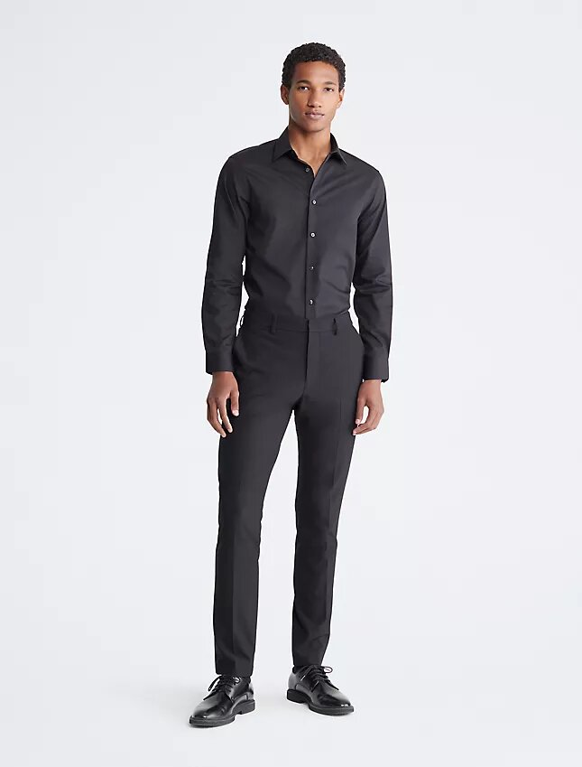 Camicia elegante slim fit in cotone a spina di pesce Camicia elegante slim fit in cotone a spina di pesce