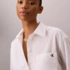 Camicia in popeline di cotone con logo jacquard Camicia in popeline di cotone con logo jacquard
