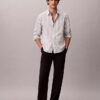 Camicia in popeline lavato a righe tinte in filo Camicia in popeline lavato a righe tinte in filo