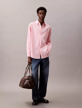 Camicia oversize in popeline di cotone con bottoni