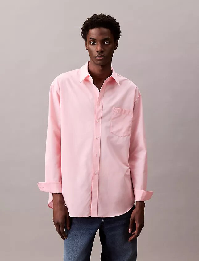 Camicia oversize in popeline di cotone con bottoni Camicia oversize in popeline di cotone con bottoni