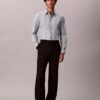 Camicia slim elasticizzata Supima a righe tinte in filo