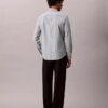 Camicia slim elasticizzata Supima a righe tinte in filo