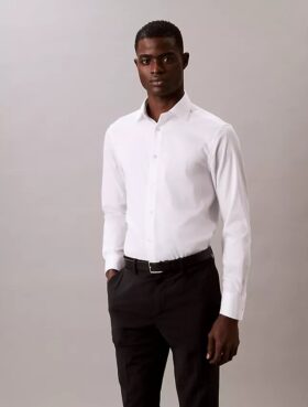 Camicia slim fit a bottoni in tinta unita color acciaio