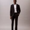 Camicia slim fit a bottoni in tinta unita color acciaio Camicia slim fit a bottoni in tinta unita color acciaio