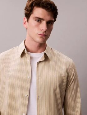 Camicia slim fit elasticizzata a righe con bottoni