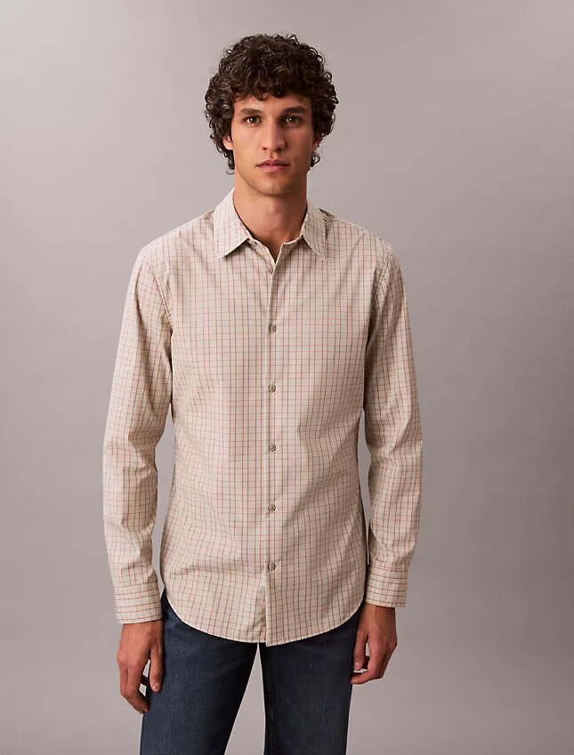 Camicia slim in cotone Cotton Stretch a quadri con bottoni Camicia slim in cotone Cotton Stretch a quadri con bottoni