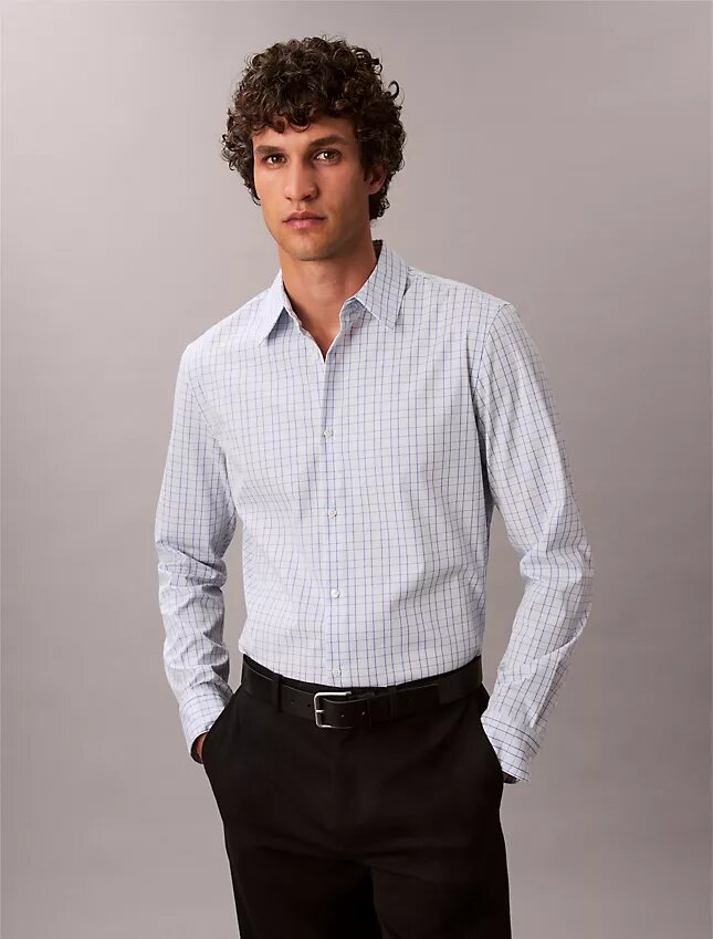 Camicia slim in cotone Cotton Stretch a quadri con bottoni Camicia slim in cotone Cotton Stretch a quadri con bottoni