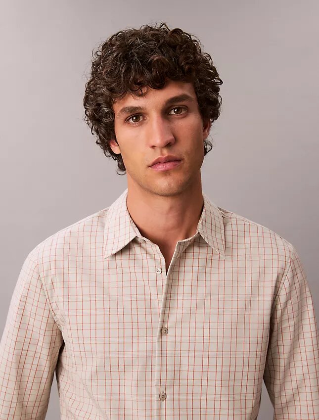 Camicia slim in cotone Cotton Stretch a quadri con bottoni Camicia slim in cotone Cotton Stretch a quadri con bottoni
