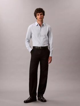 Camicia slim in cotone Cotton Stretch a quadri con bottoni