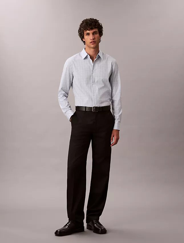 Camicia slim in cotone Cotton Stretch a quadri con bottoni Camicia slim in cotone Cotton Stretch a quadri con bottoni