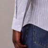 Camicia slim in cotone elasticizzato a righe con colletto button-down Camicia slim in cotone elasticizzato a righe con colletto button-down