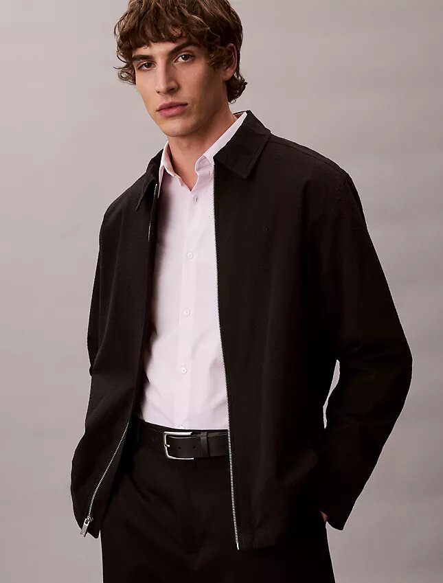 Camicia slim in cotone elasticizzato a righe con colletto button-down Camicia slim in cotone elasticizzato a righe con colletto button-down