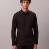 Camicia slim in cotone elasticizzato con colletto button-down Camicia slim in cotone elasticizzato con colletto button-down