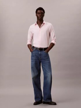 Camicia slim in cotone elasticizzato con colletto button-down
