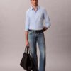 Camicia slim in cotone elasticizzato con colletto button-down