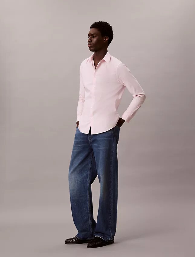 Camicia slim in cotone elasticizzato con colletto button-down Camicia slim in cotone elasticizzato con colletto button-down