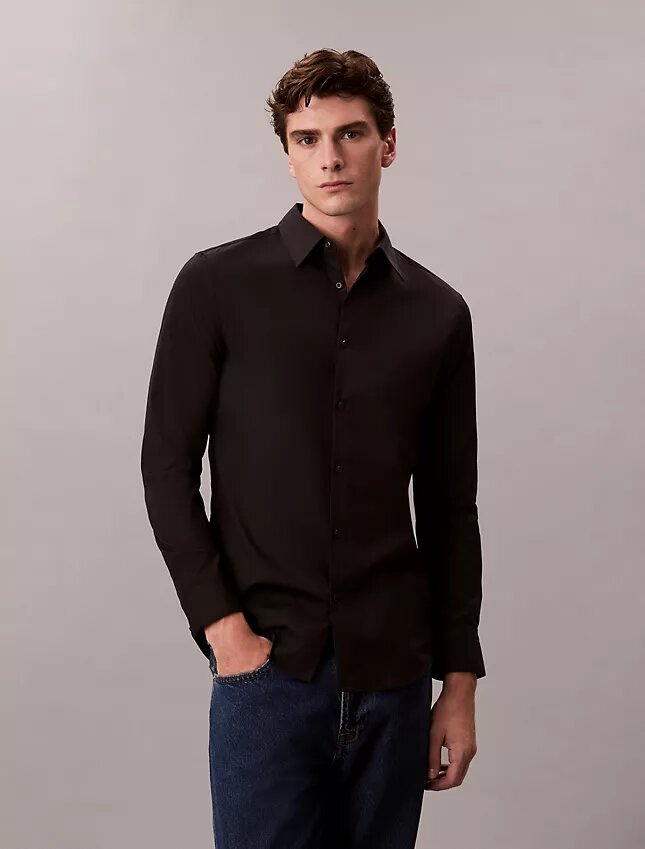 Camicia slim in cotone elasticizzato Supima Camicia slim in cotone elasticizzato Supima