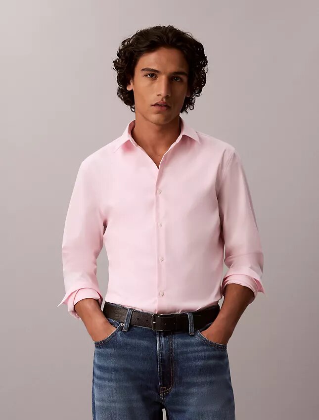 Camicia slim in cotone elasticizzato Supima Camicia slim in cotone elasticizzato Supima