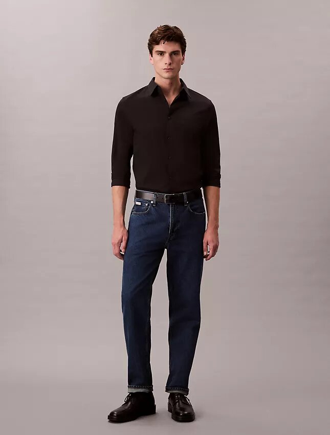Camicia slim in cotone elasticizzato Supima Camicia slim in cotone elasticizzato Supima