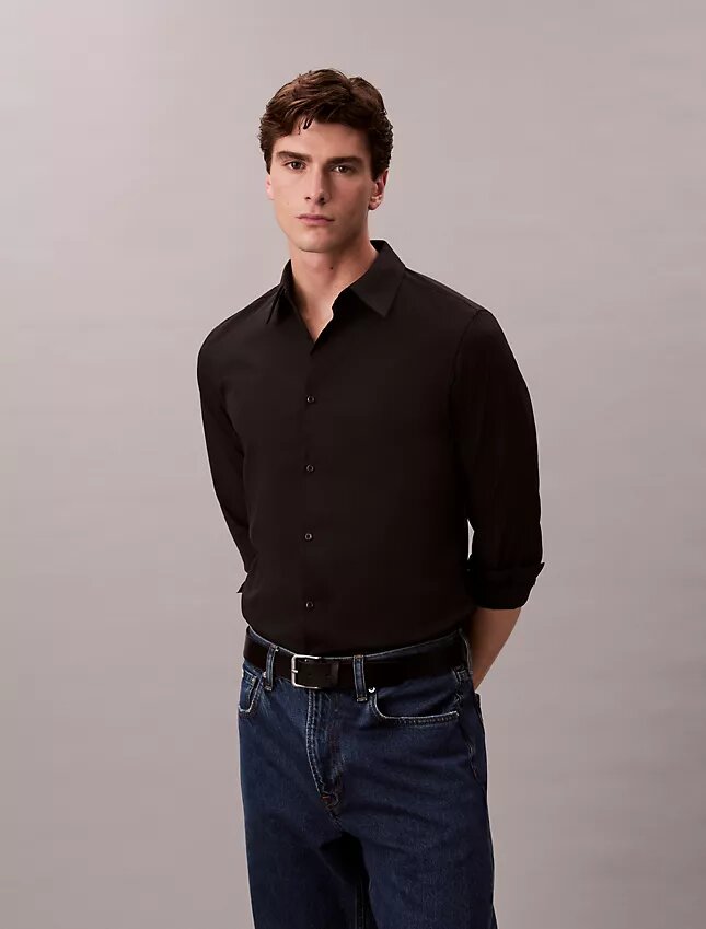 Camicia slim in cotone elasticizzato Supima Camicia slim in cotone elasticizzato Supima