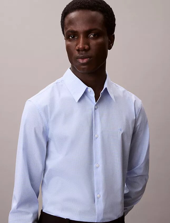 Camicia slim in cotone Stretch a quadretti Camicia slim in cotone Stretch a quadretti