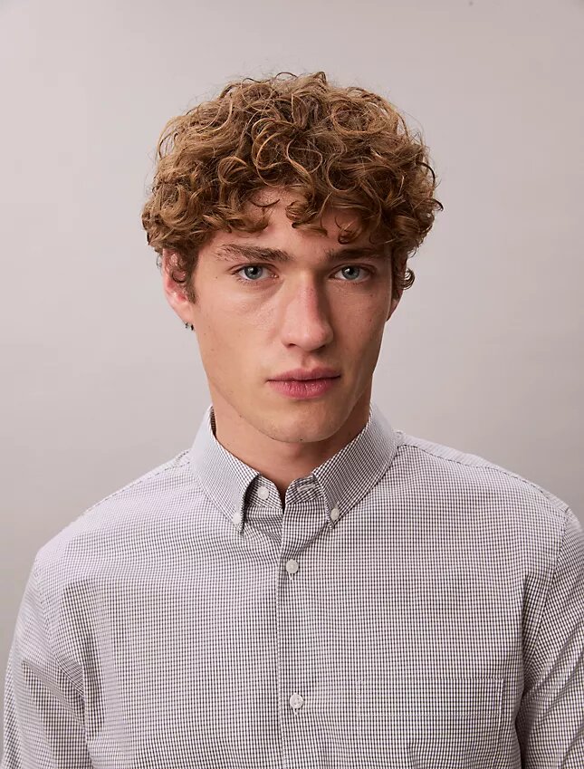 Camicia slim in cotone Stretch a quadretti Camicia slim in cotone Stretch a quadretti