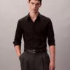 Camicia slim in popeline di cotone Cotton Stretch con bottoni Camicia slim in popeline di cotone Cotton Stretch con bottoni