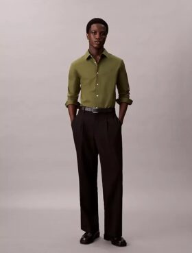 Camicia slim in popeline di cotone Cotton Stretch con bottoni