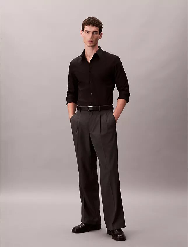 Camicia slim in popeline di cotone Cotton Stretch con bottoni Camicia slim in popeline di cotone Cotton Stretch con bottoni