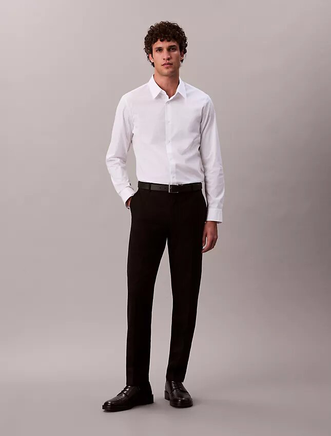Camicia slim in popeline di cotone Cotton Stretch con bottoni Camicia slim in popeline di cotone Cotton Stretch con bottoni