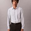 Camicia slim in Supima elasticizzato a righe tinte in filo Camicia slim in Supima elasticizzato a righe tinte in filo