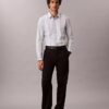 Camicia slim in Supima elasticizzato a righe tinte in filo Camicia slim in Supima elasticizzato a righe tinte in filo