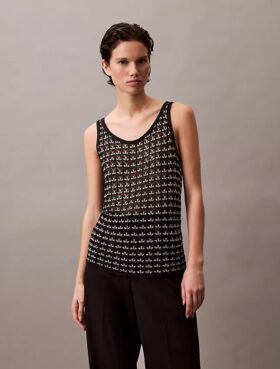 Canotta con trama jacquard