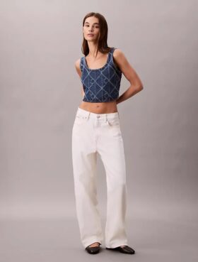 Canotta corta in Denim con Monogram su tutta la superficie